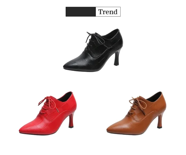 Leather Slip-On Shoes for Women.: Step into elegance with these Fashionable Pointed-Toe Patent Leather Slip-On Shoes for Women. Designed for formal occasions, office wear, and sophisticated dressing, these stylish mid-heel shoes offer both comfort and class. Perfect for professionals and fashion-forward women, they are a must-have addition to your wardrobe. Shop now at Shopzoolla.com! - Image 5