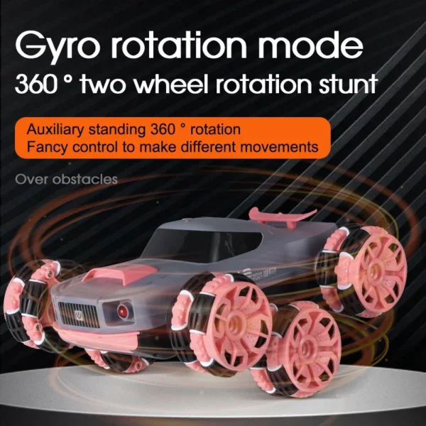 RC Stunt Car Toy:  Experience high-speed thrills with the 5-Channel 2.4G Swing Arm Roll RC Stunt Car! Designed for ultimate performance, this 6-wheel remote-controlled vehicle delivers impressive stunts, 360° rotations, and smooth maneuverability. Perfect for kids and RC enthusiasts, enjoy non-stop excitement with its durable build and high-speed capabilities. - Image 4