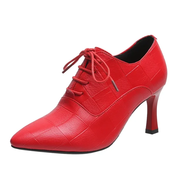 Leather Slip-On Shoes for Women.: Step into elegance with these Fashionable Pointed-Toe Patent Leather Slip-On Shoes for Women. Designed for formal occasions, office wear, and sophisticated dressing, these stylish mid-heel shoes offer both comfort and class. Perfect for professionals and fashion-forward women, they are a must-have addition to your wardrobe. Shop now at Shopzoolla.com! - Image 2