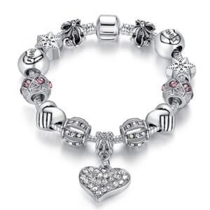 Women Bracelet : 925 Unique Silver Crystal Charm Bracelet for Women