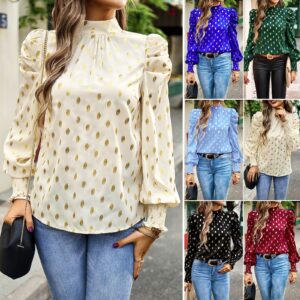 Women's Autumn & Winter Long-Sleeve Shirt – Classic Round Neck, Elegant & Versatile Design for Commuting or Casual Wear. Soft, Warm, and Comfortable f