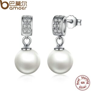 Life is better with a little sparkle, especially when it's these BAMOER Female Drop Earrings with Pearls!"