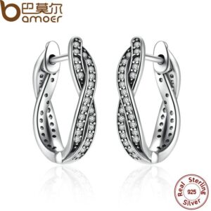 BAMOER 925 Sterling Silver Twist Of Fate Stud Earrings