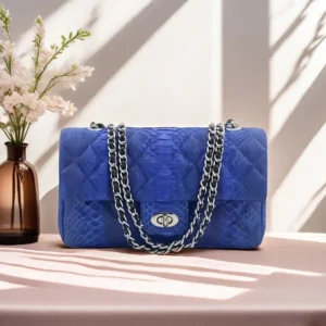 Classic Luxury Quilted Snake Skin Leather Crossbody Bag for Women