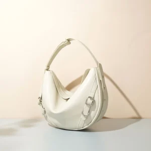 AMIIZE- Classic Half-Moon Genuine Leather Crossbody Bag – Chic & Timeless