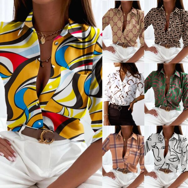 Spring and Autumn Top Long sleeved Shirt Printed Shirt For Female - Image 15