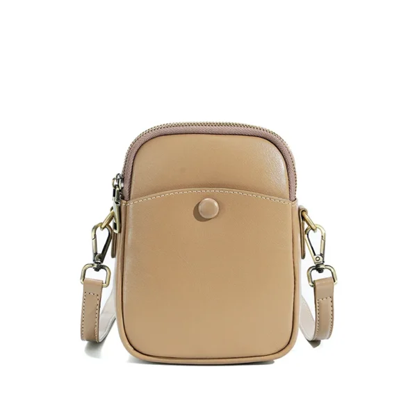 Elegant Cowhide Leather Crossbody Cellphone Pouch - Image 6