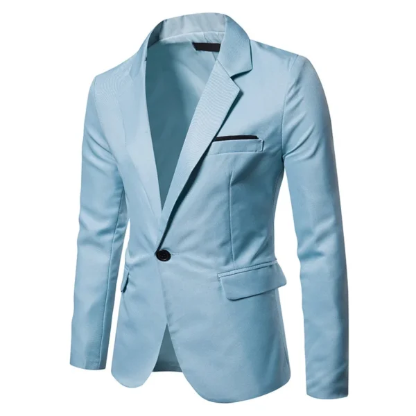 British Style Men's One-Button Suit Jacket with Double Slits - Image 6