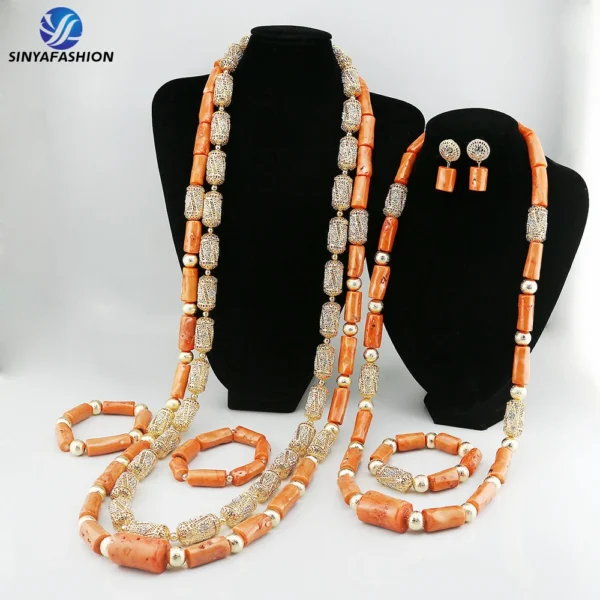 Exquisite Luxury Coral Bead Necklace Sets - Image 3