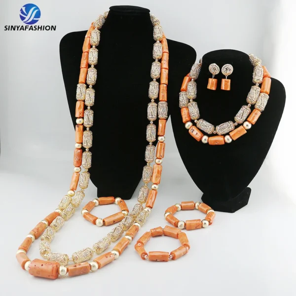 Exquisite Luxury Coral Bead Necklace Sets - Image 2