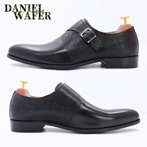 Quality Formal Shoes Simple Design Plain Toe Monk Strap Businessmen Dress Shoes