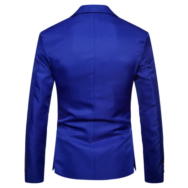 British Style Men's One-Button Suit Jacket with Double Slits - Image 3