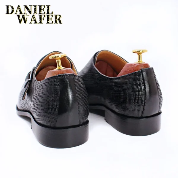 Quality Formal Shoes Simple Design Plain Toe Monk Strap Businessmen Dress Shoes - Image 2