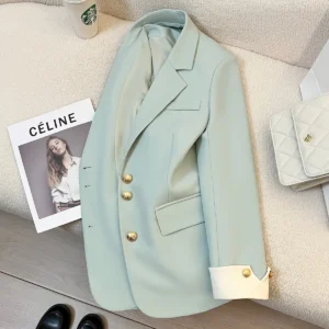Elegant Office Lady Suit: Spring Autumn Long Sleeve Lapel Button Blazer