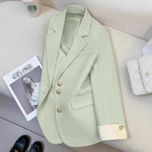 Elegant Office Lady Suit: Spring Autumn Long Sleeve Lapel Button Blazer - Image 6