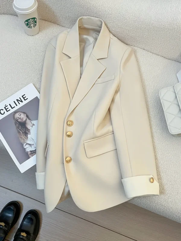 Elegant Office Lady Suit: Spring Autumn Long Sleeve Lapel Button Blazer - Image 2