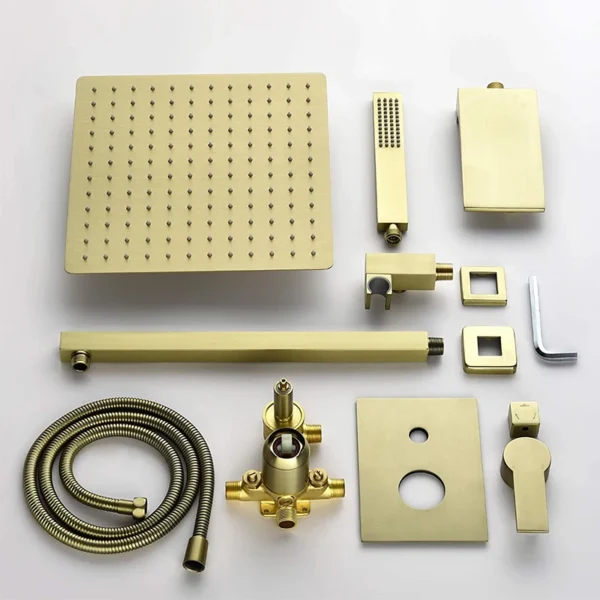 CUPC Wall Mounted Waterfall Rain Hidden Black Brass Bath Shower Faucet Mixer Set with Bathroom Hidden Tap - Image 5