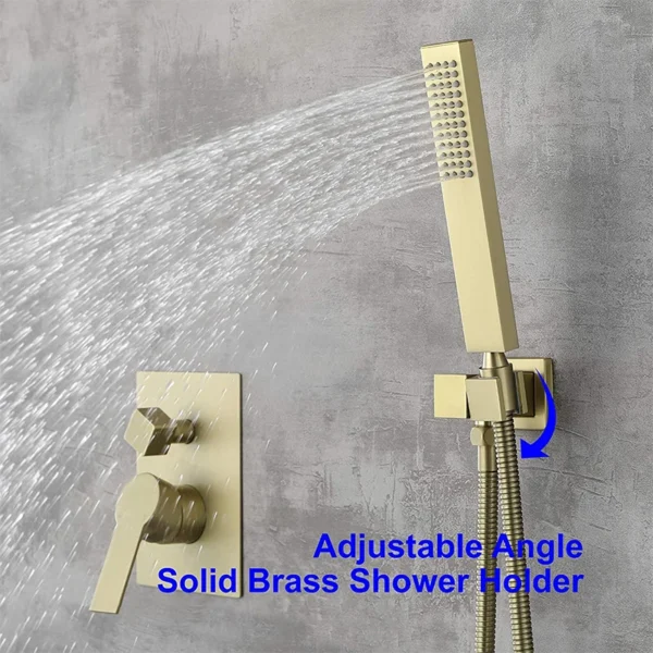 CUPC Wall Mounted Waterfall Rain Hidden Black Brass Bath Shower Faucet Mixer Set with Bathroom Hidden Tap - Image 3
